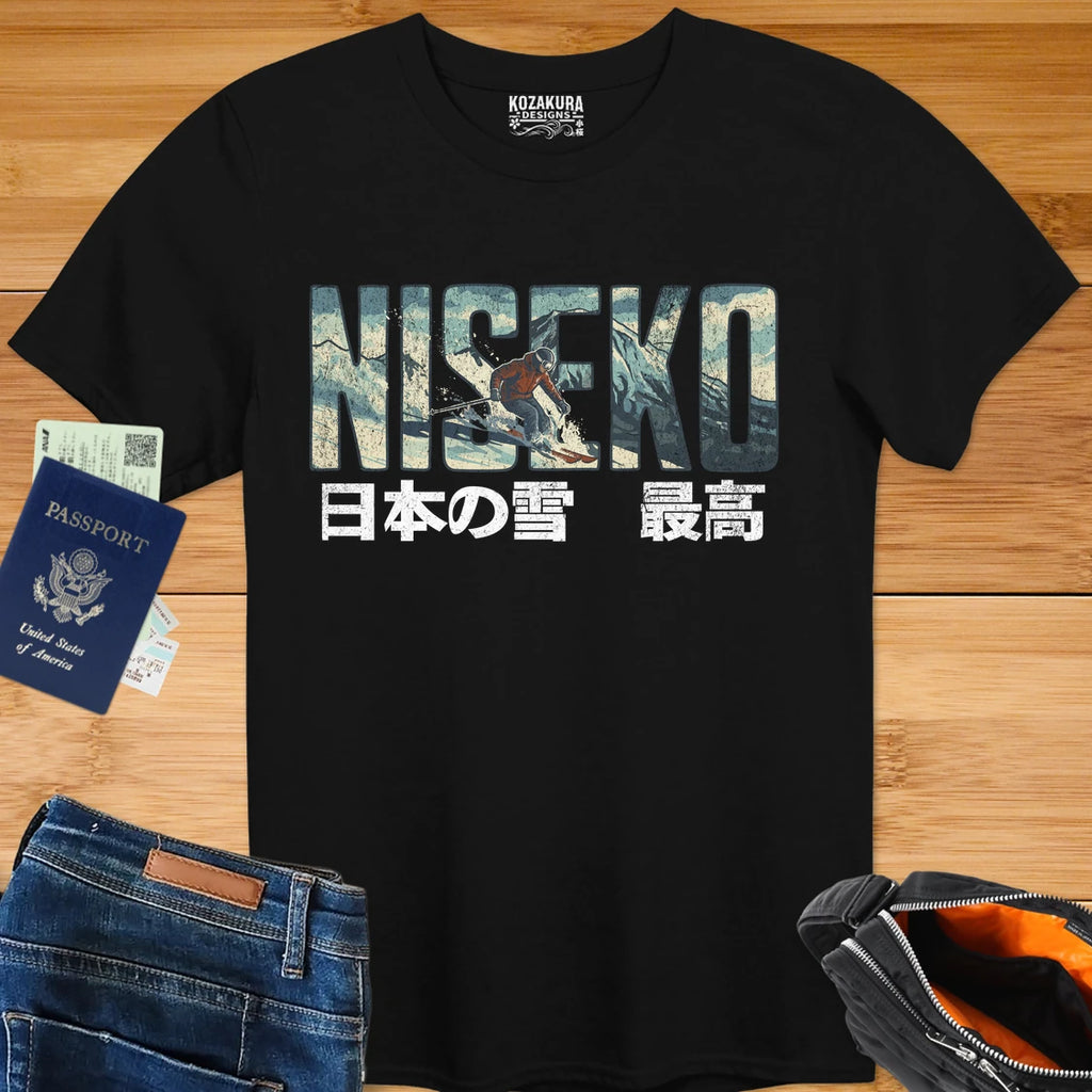 Niseko Snow Ski Graphic T‑Shirt — 日本の雪 最高 (Niseko Snow)