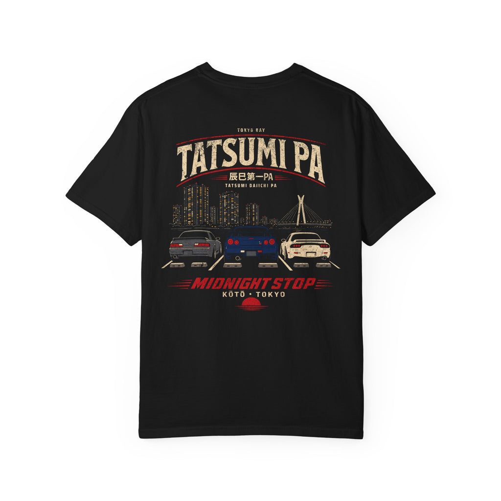 Street Racing Graphic T-Shirt — "Tatsumi PA" Retro Tokyo Skyline