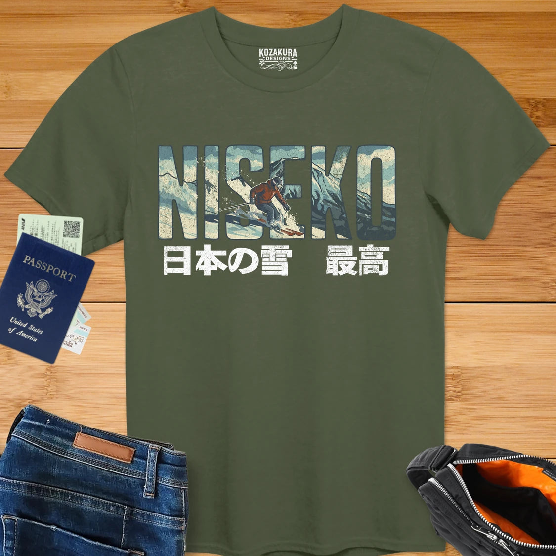 Niseko Snow Ski Graphic T‑Shirt — 日本の雪 最高 (Niseko Snow)