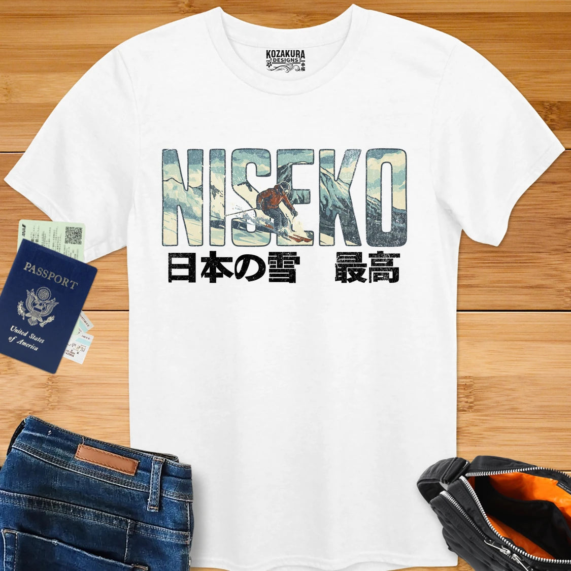 Niseko Snow Ski Graphic T‑Shirt — 日本の雪 最高 (Niseko Snow)