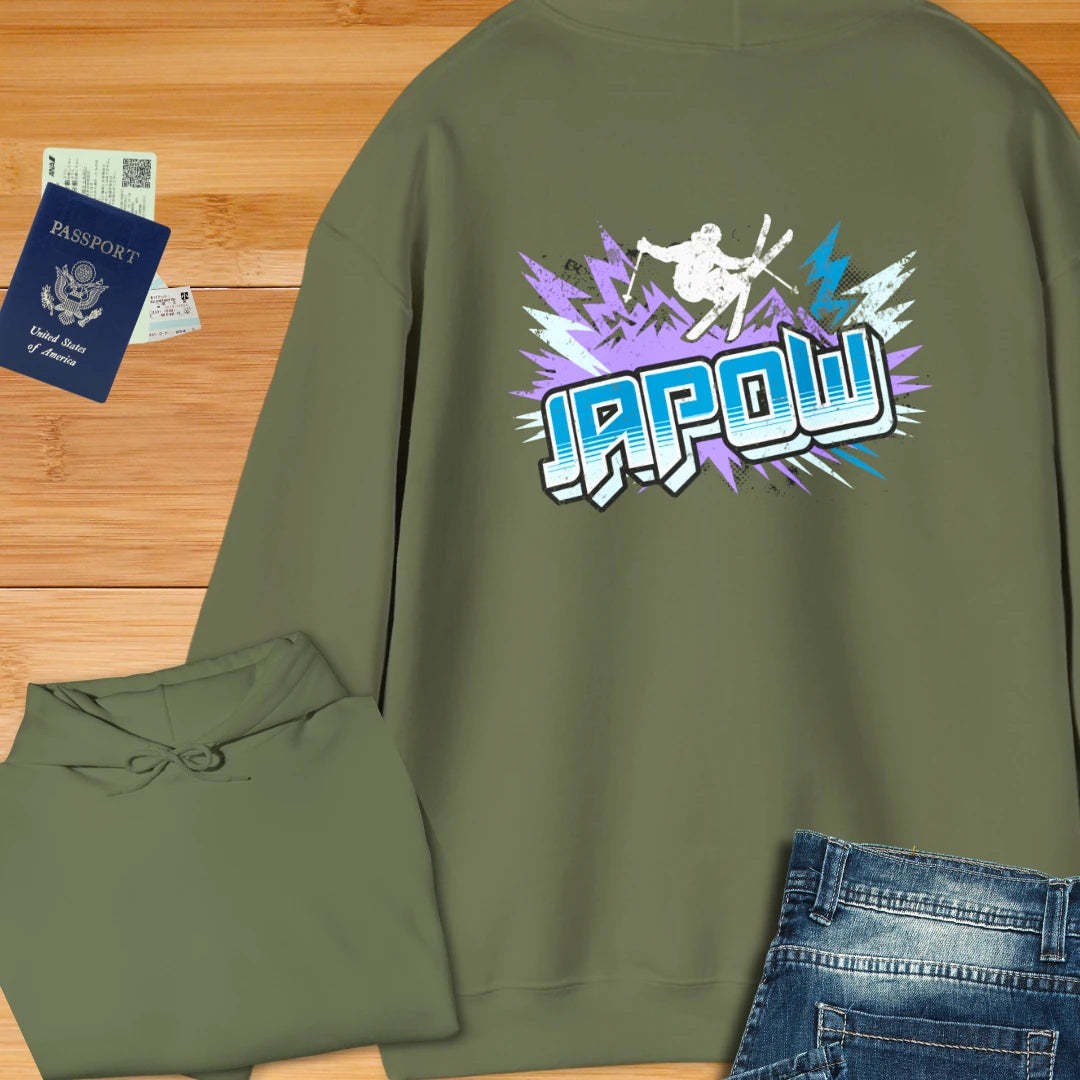 Hoodie — 'JAPOW' Ski & Snowboard Graphic Pullover