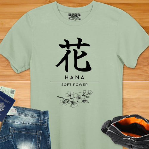 'HANA' Japanese Kanji Travel Tee (HANA • Soft Power) — Minimal Zen Travel Shirt