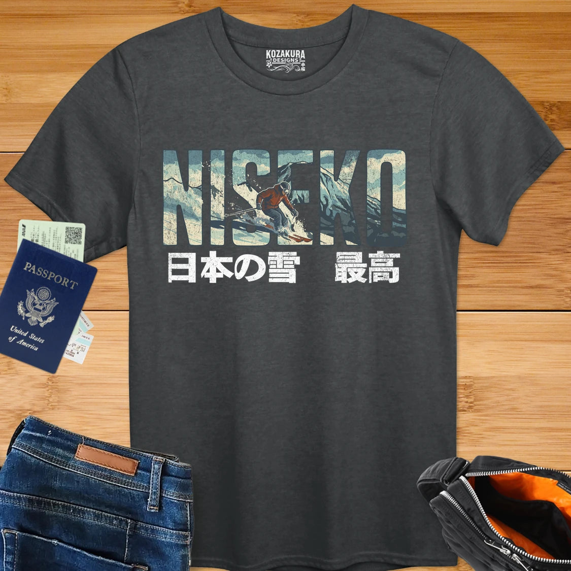 Niseko Snow Ski Graphic T‑Shirt — 日本の雪 最高 (Niseko Snow)